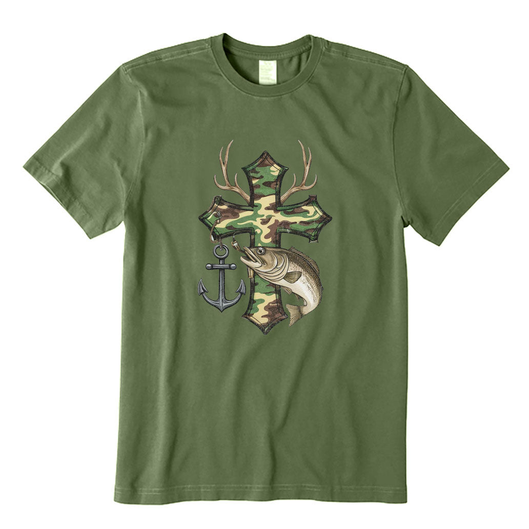Camo Cross Fishing T-Shirt