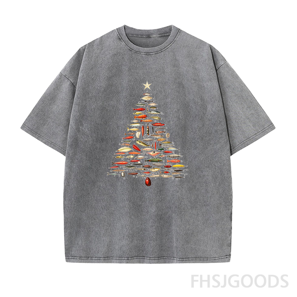Fishing Lure Christmas Tree Unisex Distressed T-Shirt