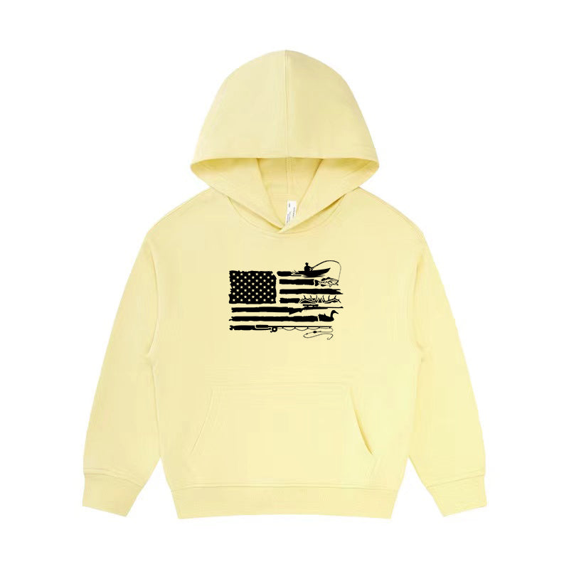 Fishing and Hunting American Flag Kid's Hoodie