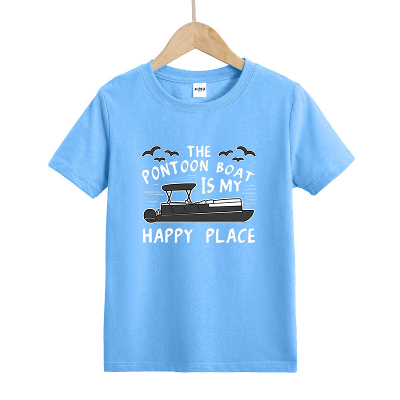 The Pontoon Boat Is My Happy Place Kids T-Shirt