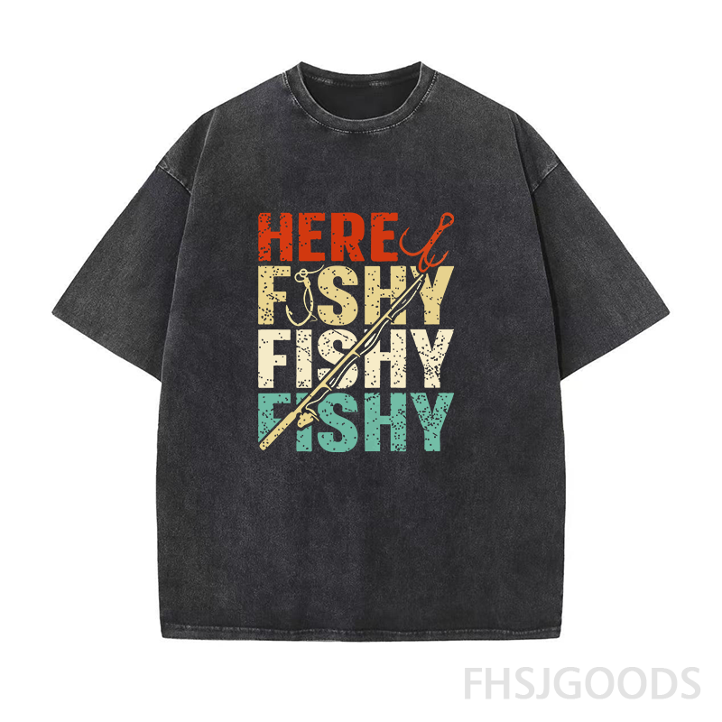 Here Fishy Fishy Fishy Unisex Distressed T-Shirt