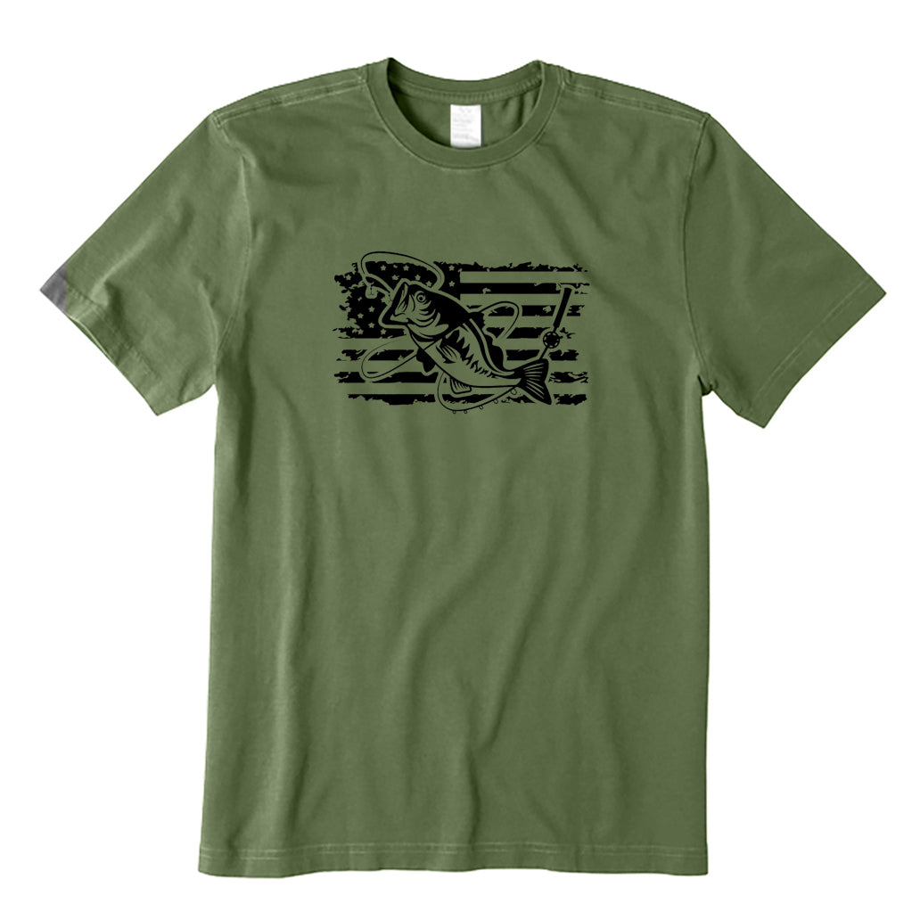 Bass Fishing American Flag T-Shirt