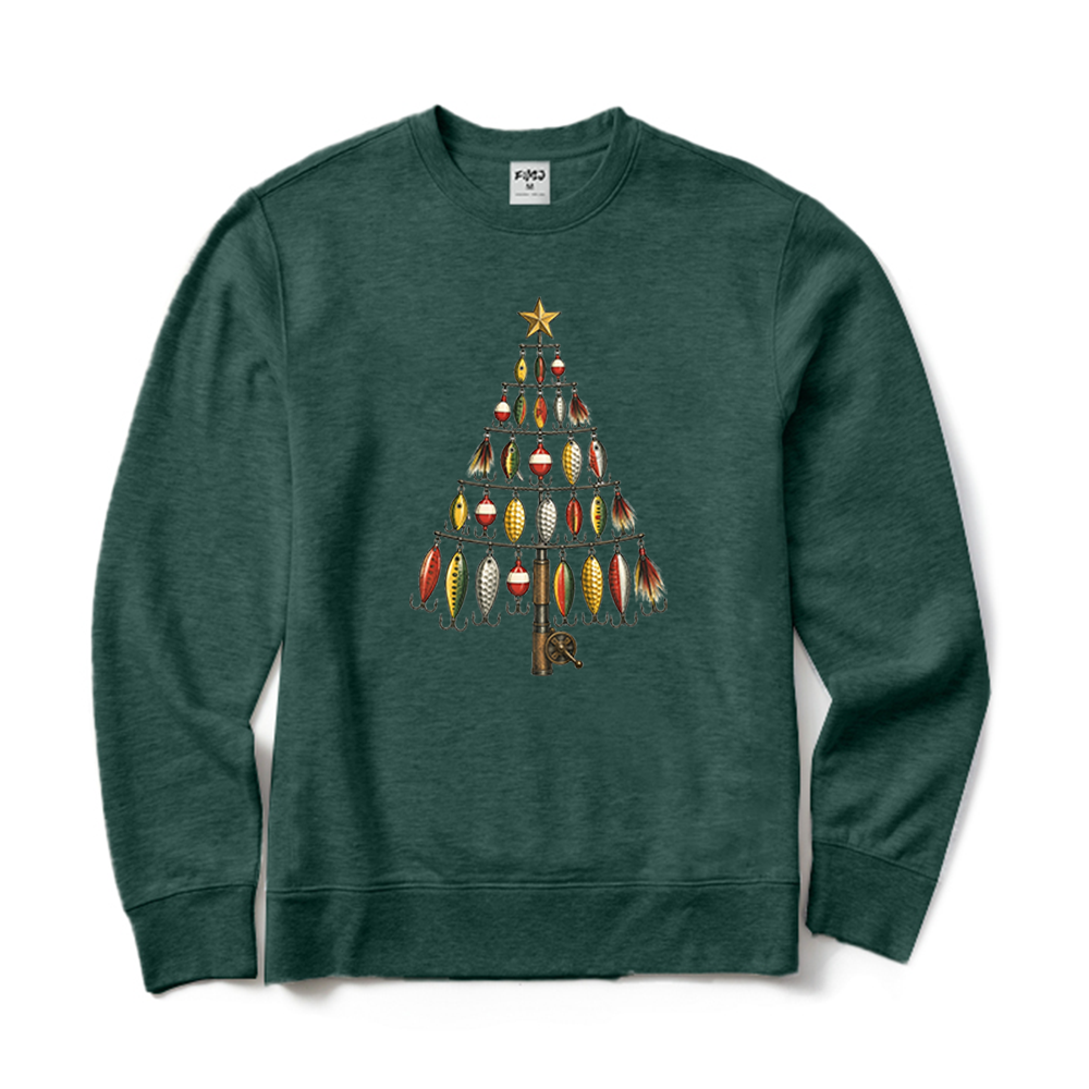 Fishing Lure Christmas Tree Fisherman Crewneck Sweatshirt