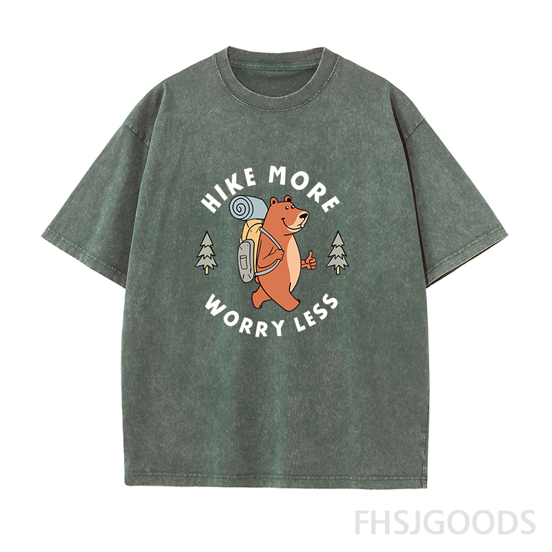 Bear Pine Tree Hiking Unisex Distressed T-Shirt