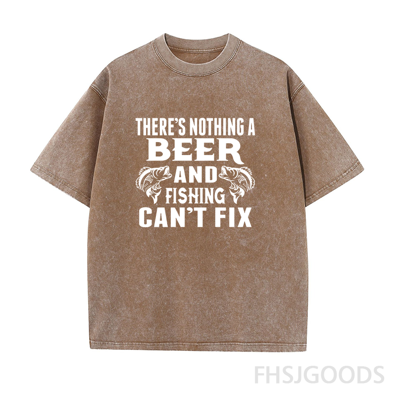 There's Nothing A Beer and Fishing Unisex Distressed T-Shirt