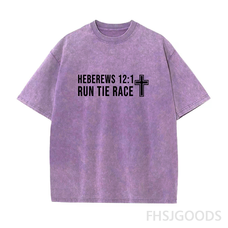 Run The Race Hebrews 12:1 Unisex Distressed T-Shirt
