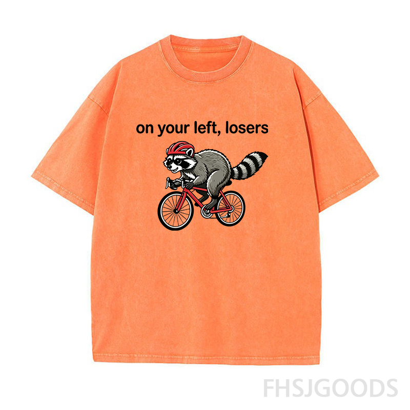 On Your Left Losers Raccoon Cycling Unisex Distressed T-Shirt