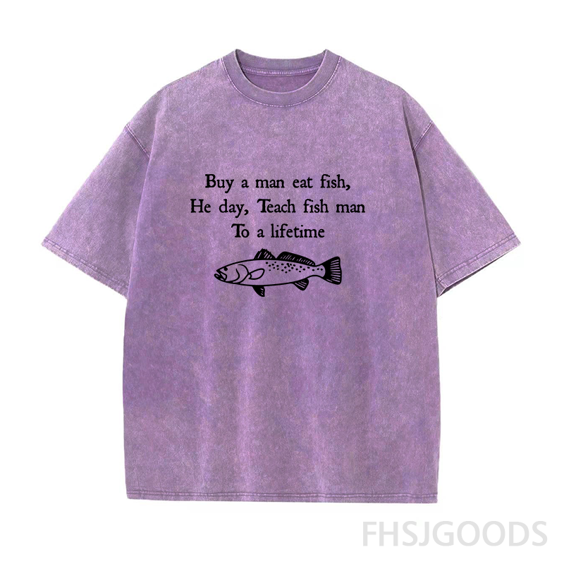 Buy A Man Eat Fish Unisex Distressed T-Shirt