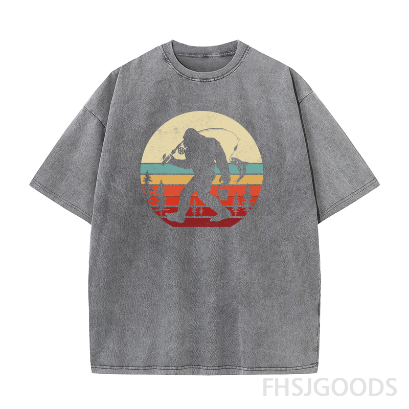 Bigfoot Fishing Unisex Distressed T-Shirt