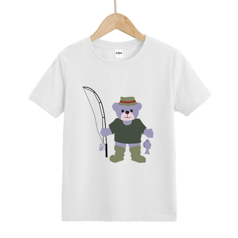BEAR GONE FISHING Kids T-Shirt