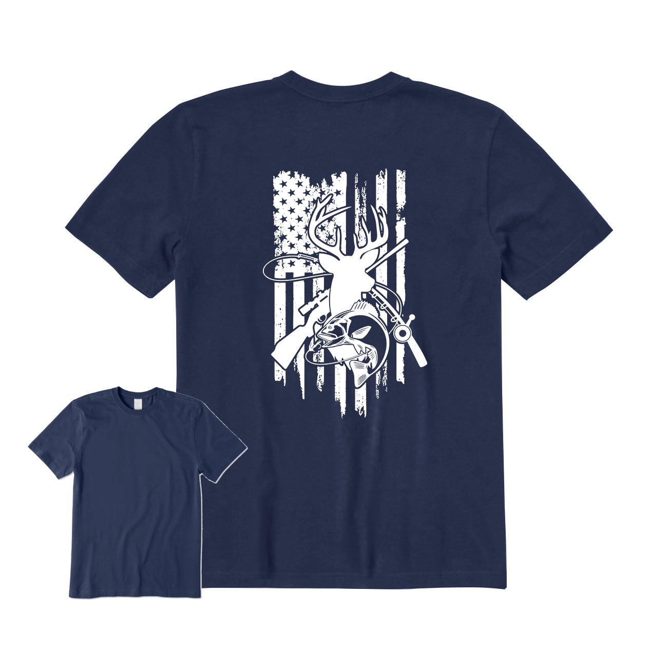 Hunting and American Flag Back Graphic T-Shirt