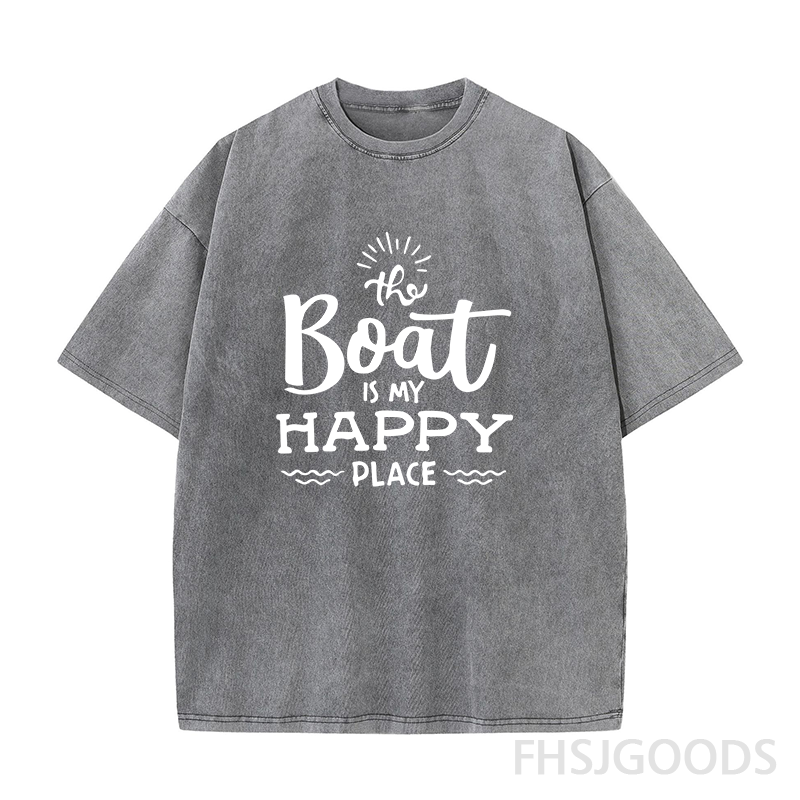 The Boat Is My Happy Place Unisex Distressed T-Shirt