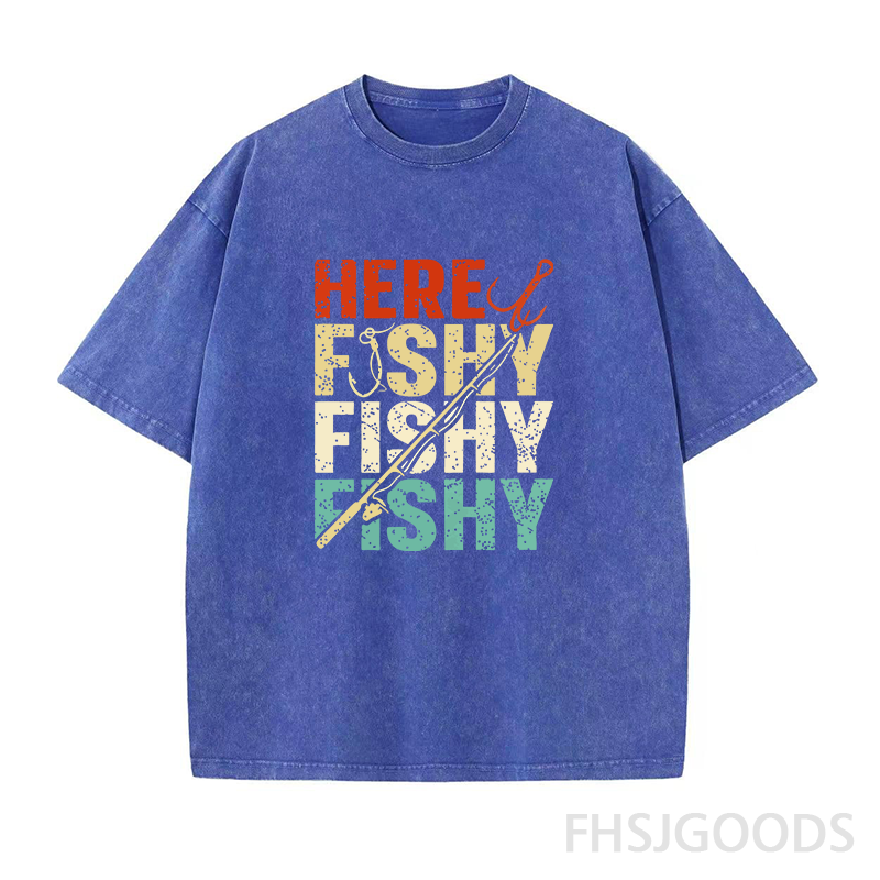 Here Fishy Fishy Fishy Unisex Distressed T-Shirt
