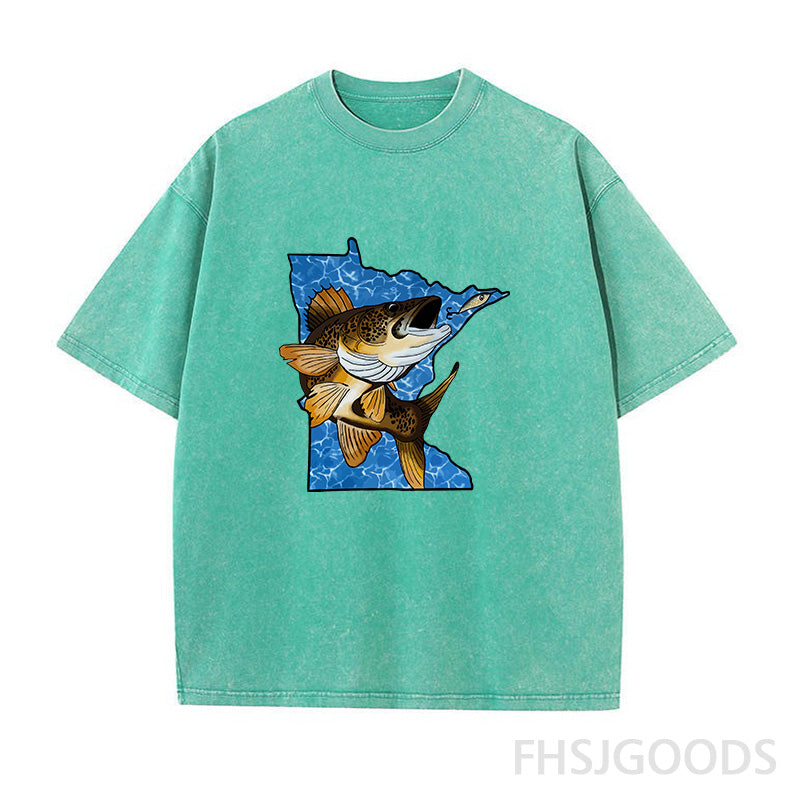 Walleye Fishing Unisex Distressed T-Shirt