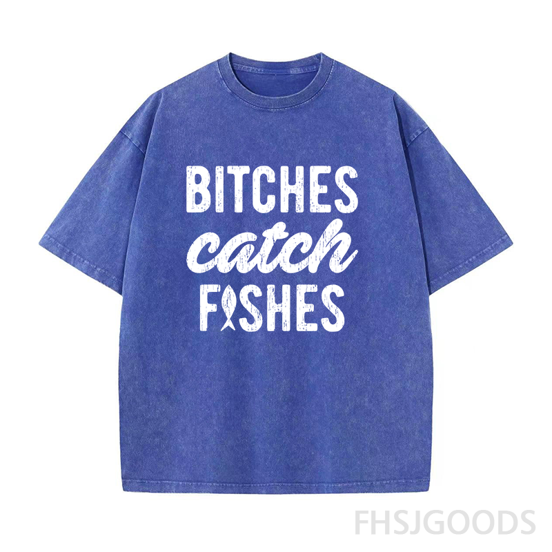 Bitches Catch Fishes Unisex Distressed T-Shirt