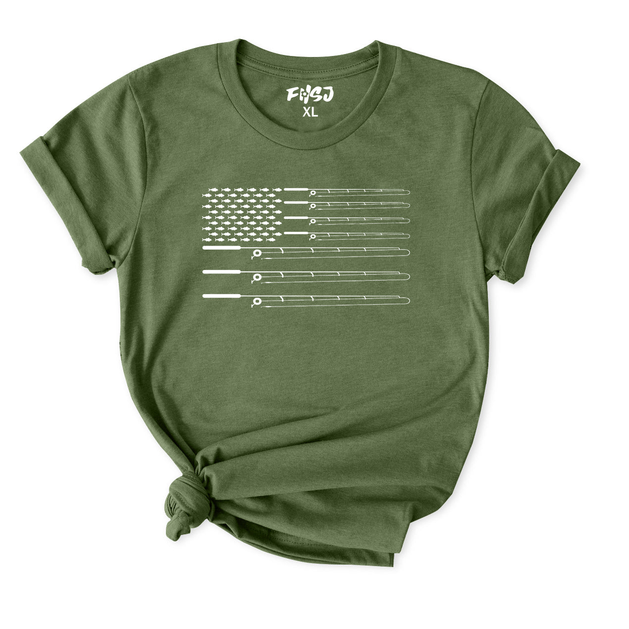 Fly Fishing Rod American Flag T-Shirt for Women