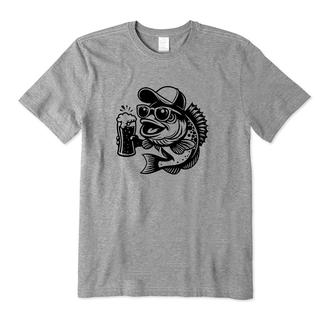 Fish in Hat and Sunglasses Holding Beer T-Shirt