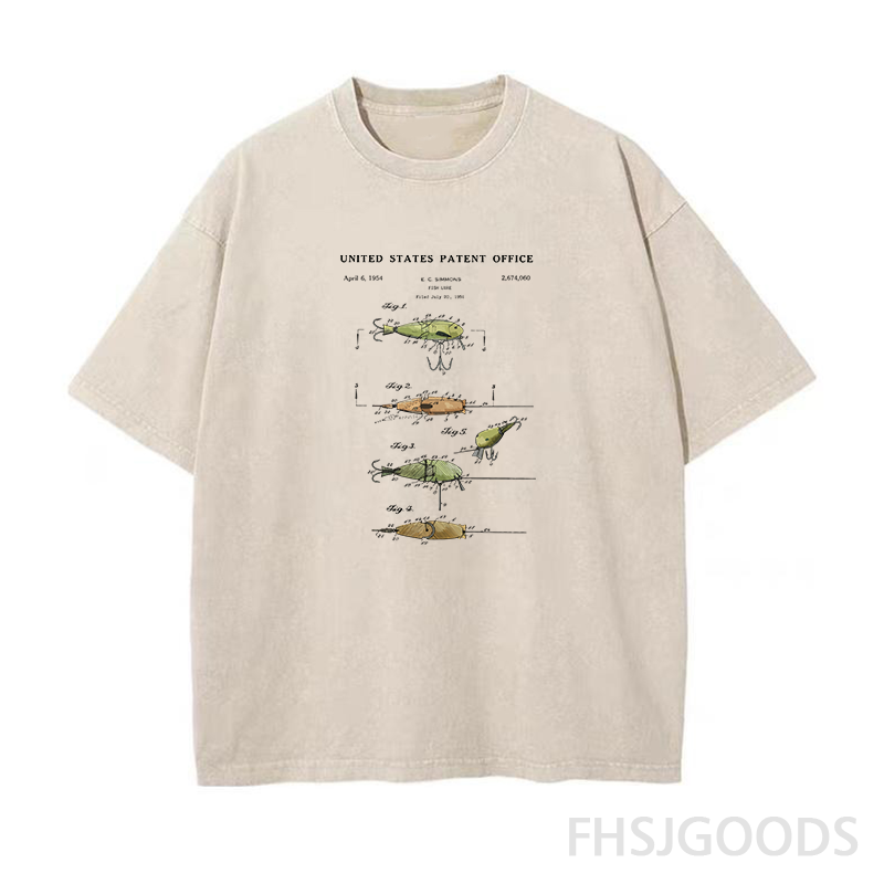 Fishing Lure Patent Unisex Distressed T-Shirt