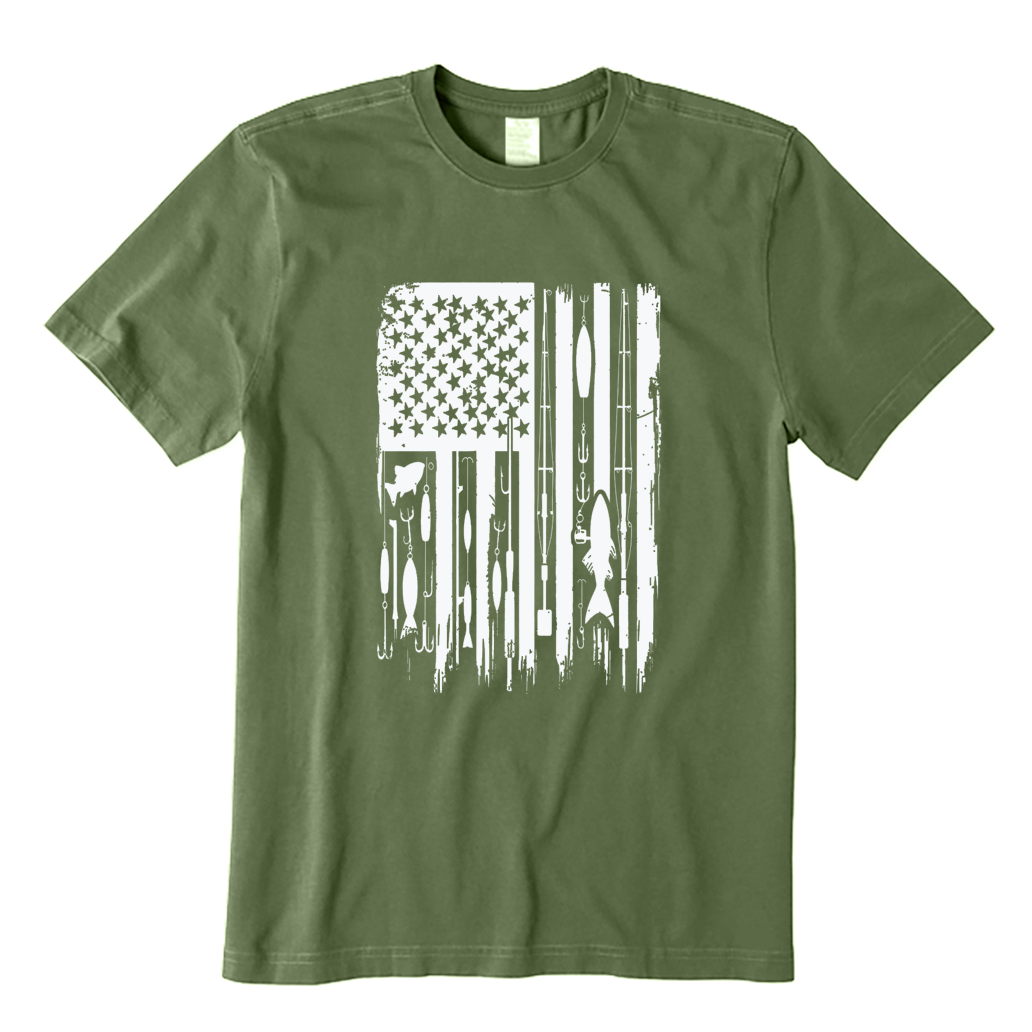 Outdoor Fishing American Flag T-shirt