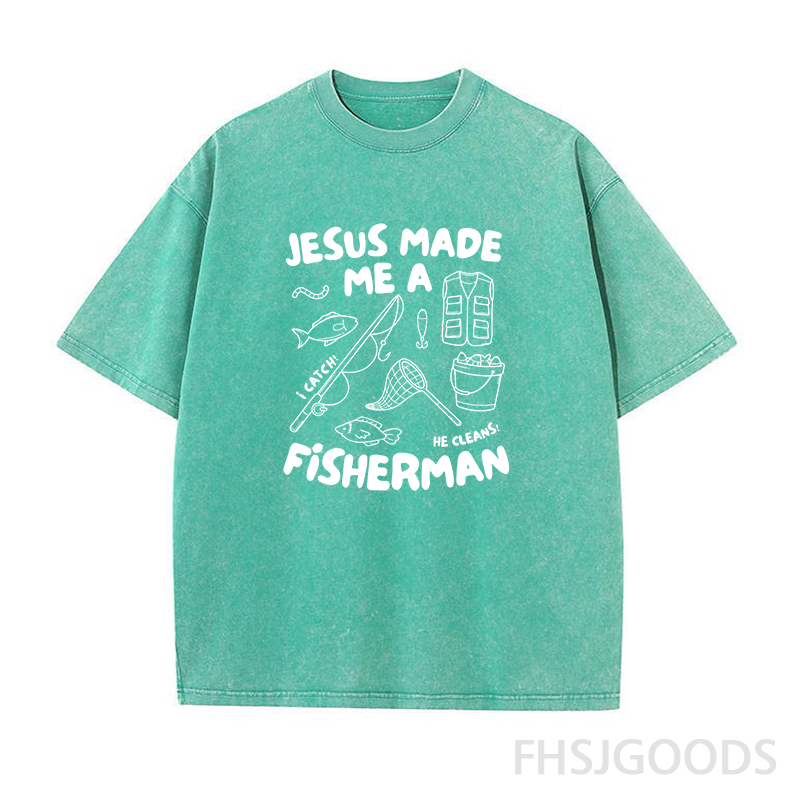 Jesus Made Me A Fisherman Unisex Distressed T-Shirt