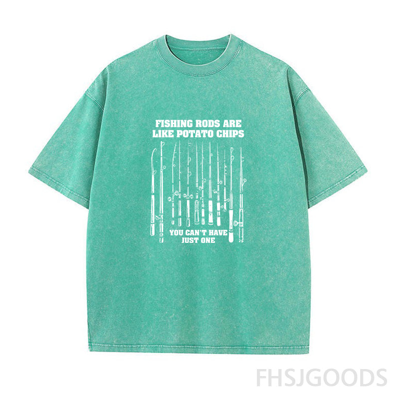 Fishing Rods Like Potato Chips Unisex Distressed T-Shirt
