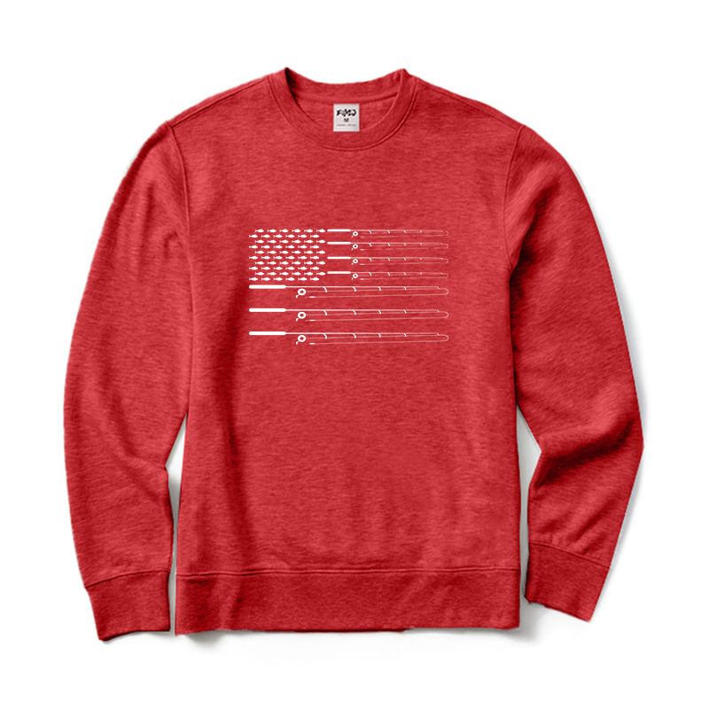 Fly Fishing Rod American Flag Sweatshirt