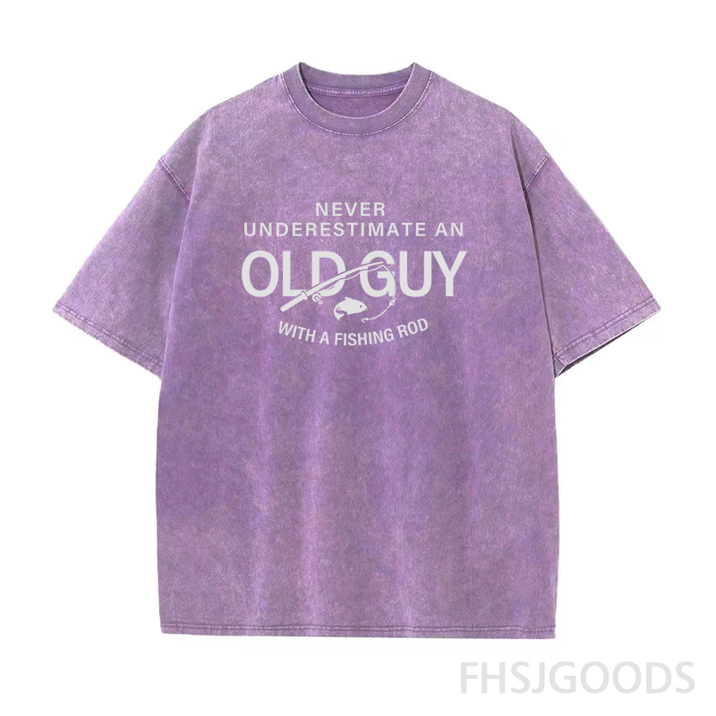 Never Underestimate An Old Guy with A Fishing Rod Unisex Distressed T-Shirt