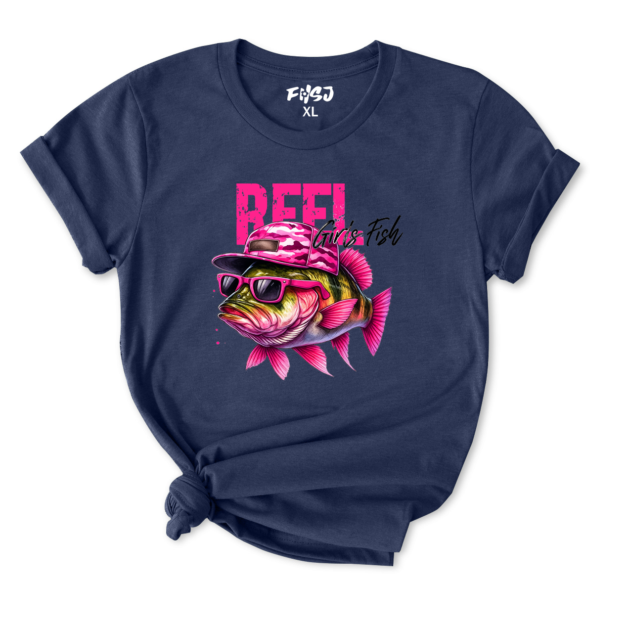 Reel Girls Fish Cool Bass With Sunglasses T-Shirt for Women