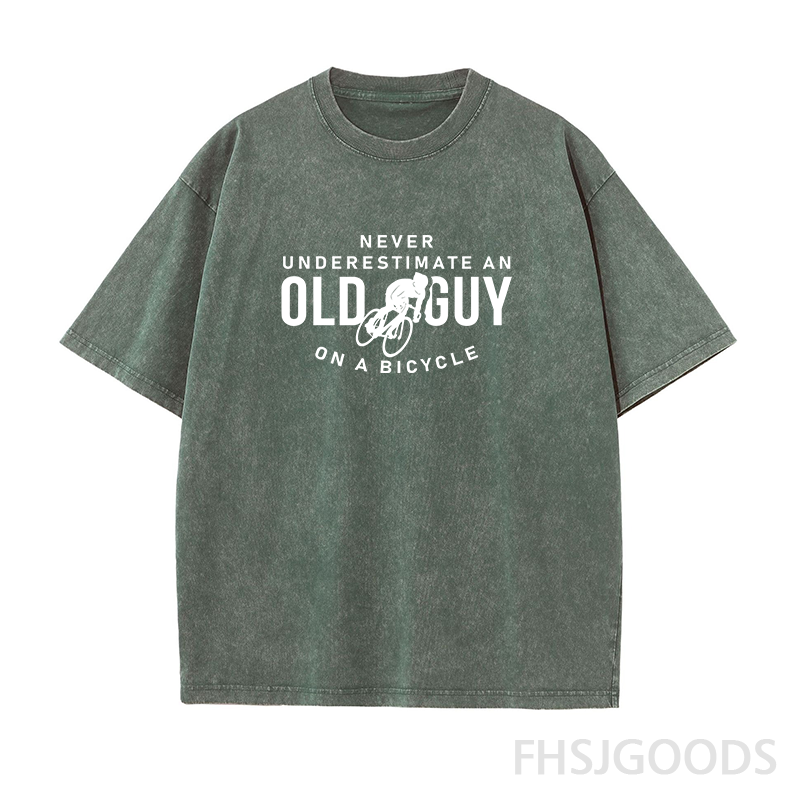 Never Underestimate An Old Guy on A Bicycle Unisex Distressed T-Shirt
