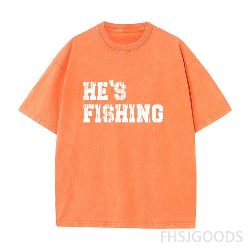He's Fishing Unisex Distressed T-Shirt