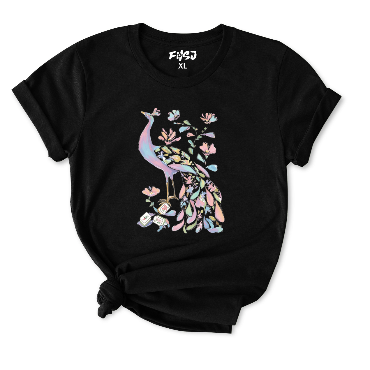Pastel Peacock Mahjong T-Shirt for Women