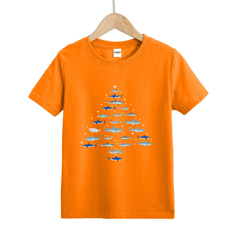 Christmas Shark Tree Kid's T-Shirts