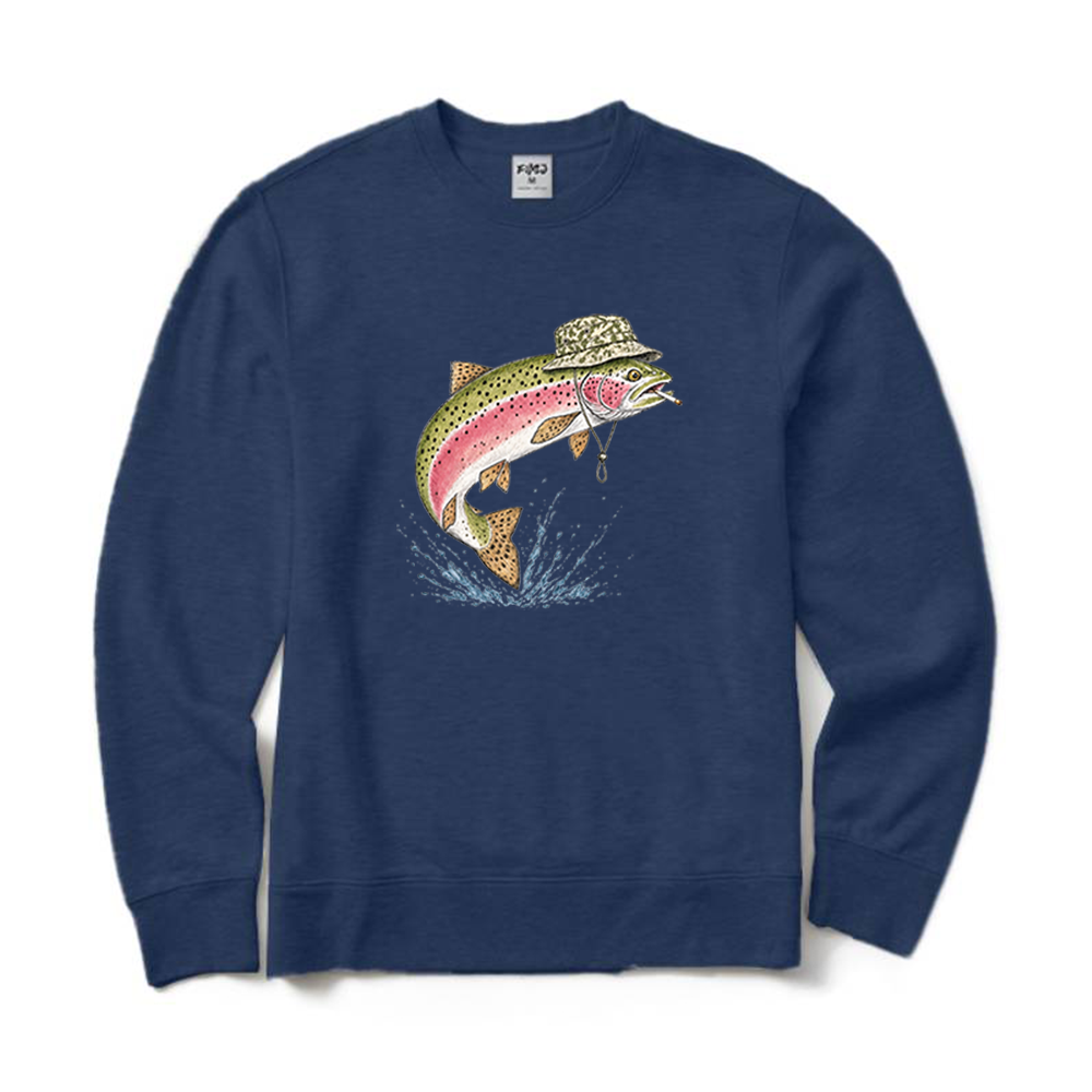 Rainbow Trout Smoking Cigarette Crewneck Sweatshirt