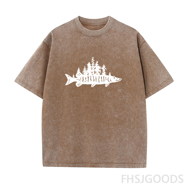 Fishing Forest Unisex Distressed T-Shirt