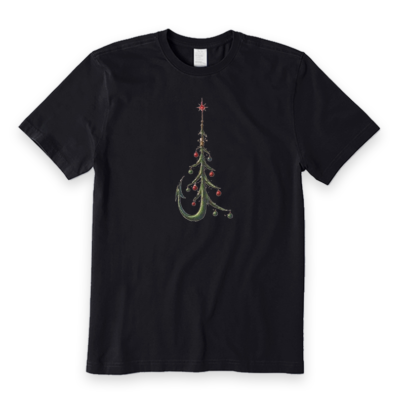 Retro Fishing Hook Christmas Tree T-Shirt