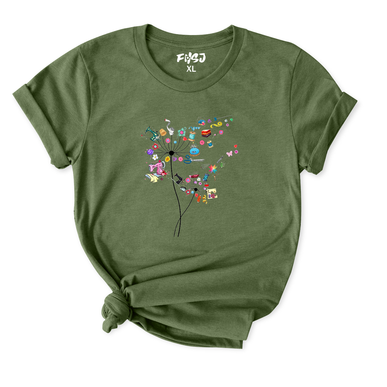 Cute Sewing Dandelion Flowers T-Shirt for Women