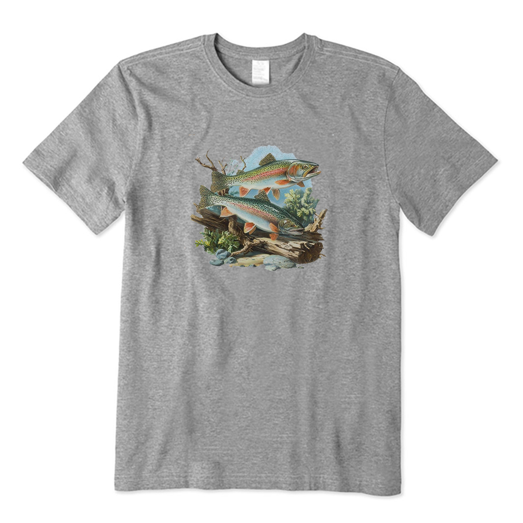 Retro Rainbow Trout Underwater Scene T-Shirt