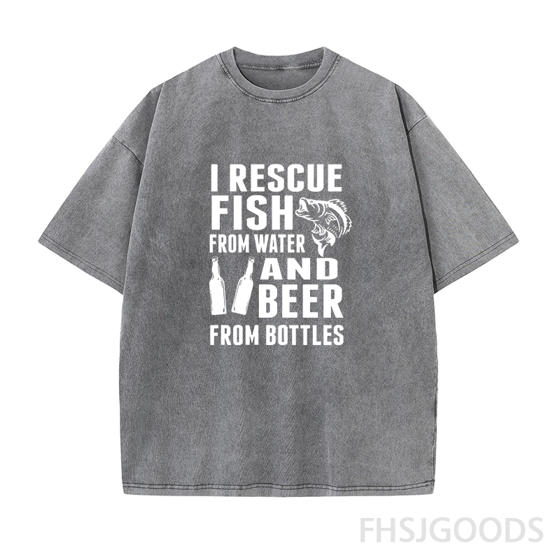 I Rescue Fish From Water and Beer From Bottles Unisex Distressed T-Shirt