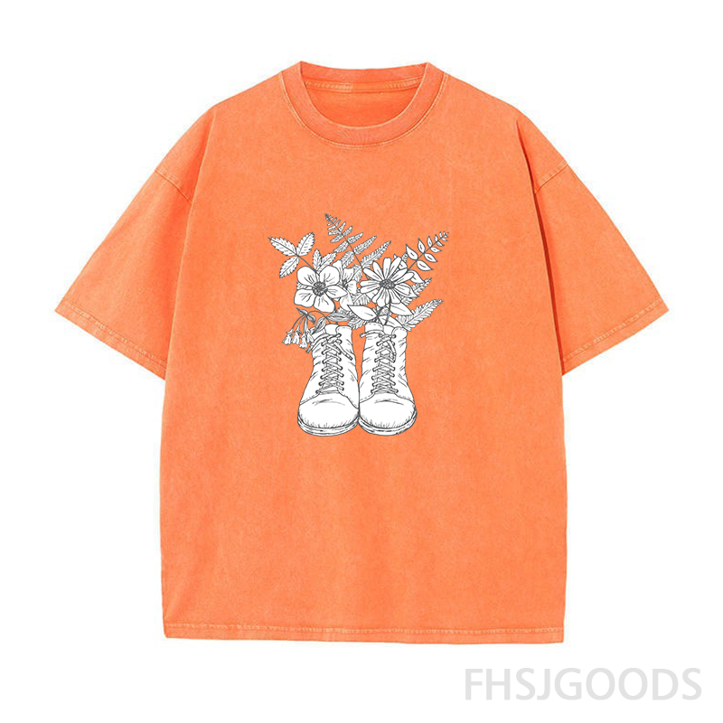 Hiking Boots & Wildflowers Unisex Distressed T-Shirt