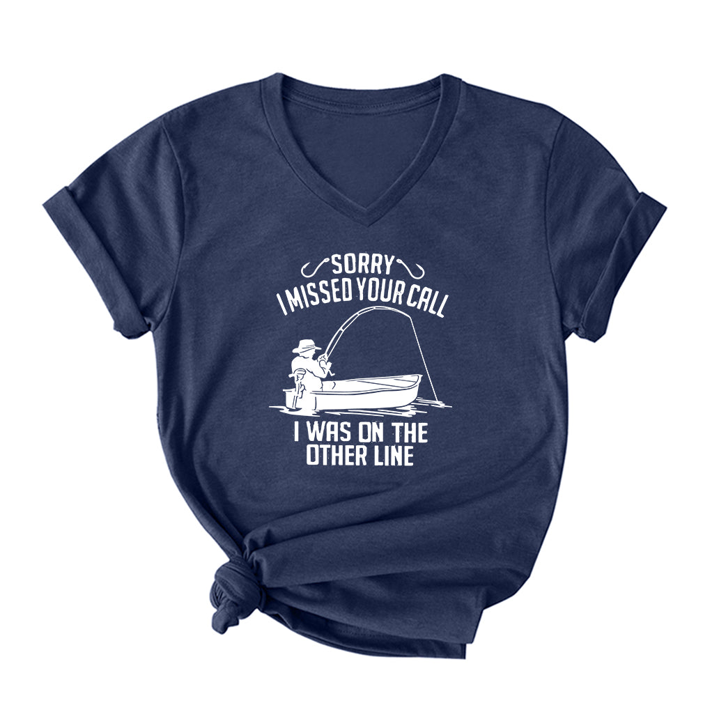 I Was On The Other Line V Neck T-Shirt for Women