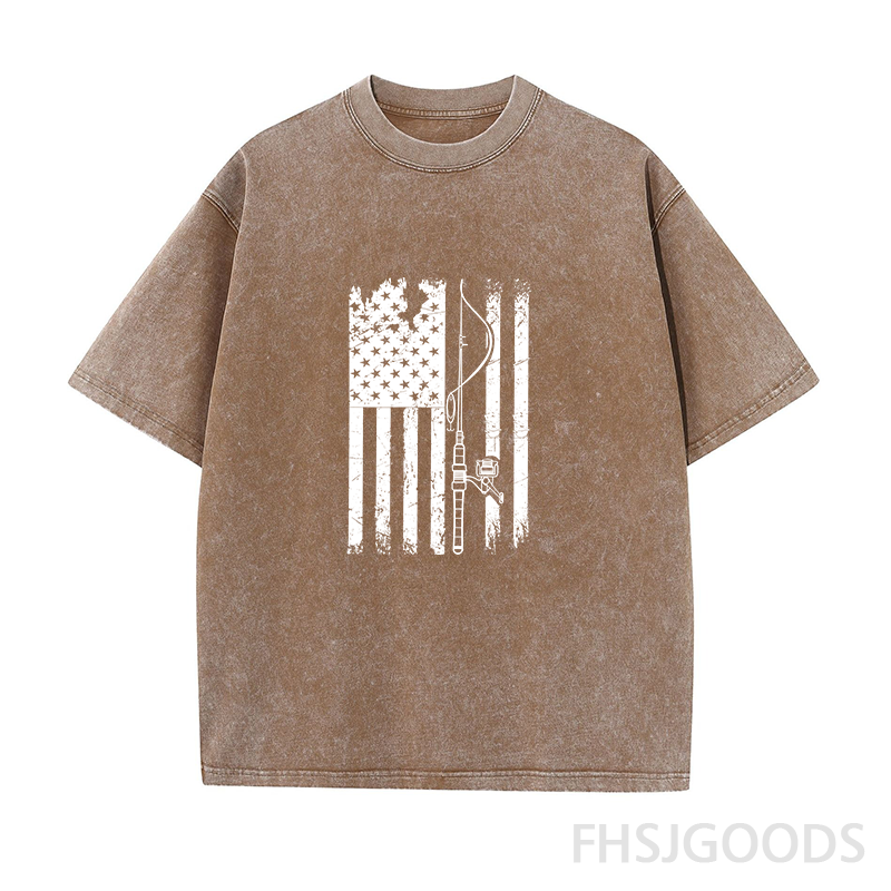 USA Fishing Flag Unisex Distressed T-Shirt