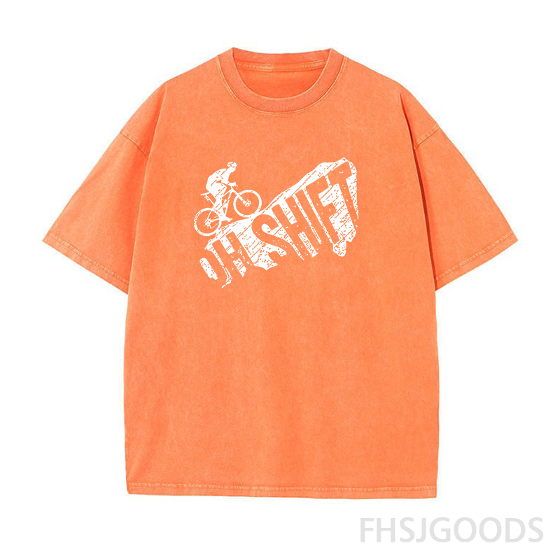 Oh Shift Mountain Biking Unisex Distressed T-Shirt