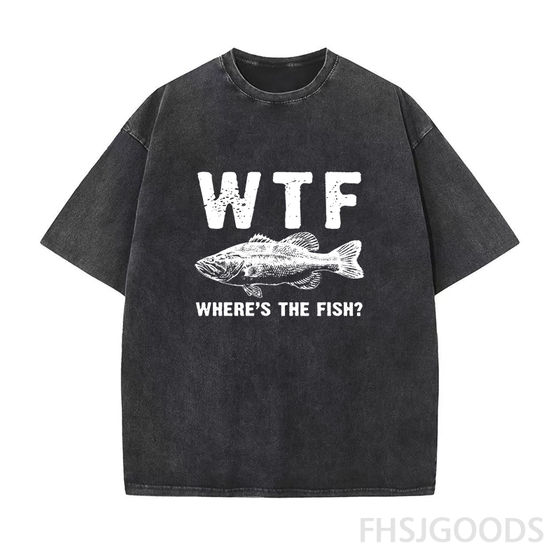 WTF Where's The Fish Bass Unisex Distressed T-Shirt