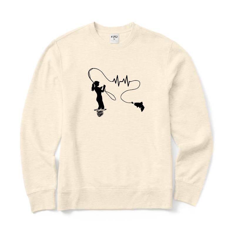 Girls Fish Too Salmon Crewneck Sweatshirt for Women
