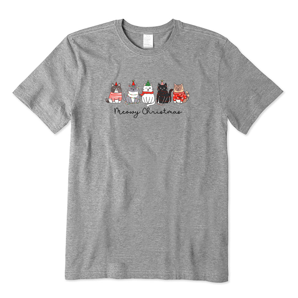 Meowy Christmas Cute Cats Graphic T-Shirt