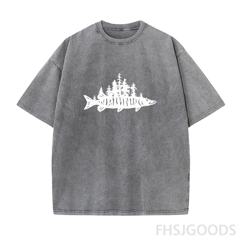 Fishing Forest Unisex Distressed T-Shirt