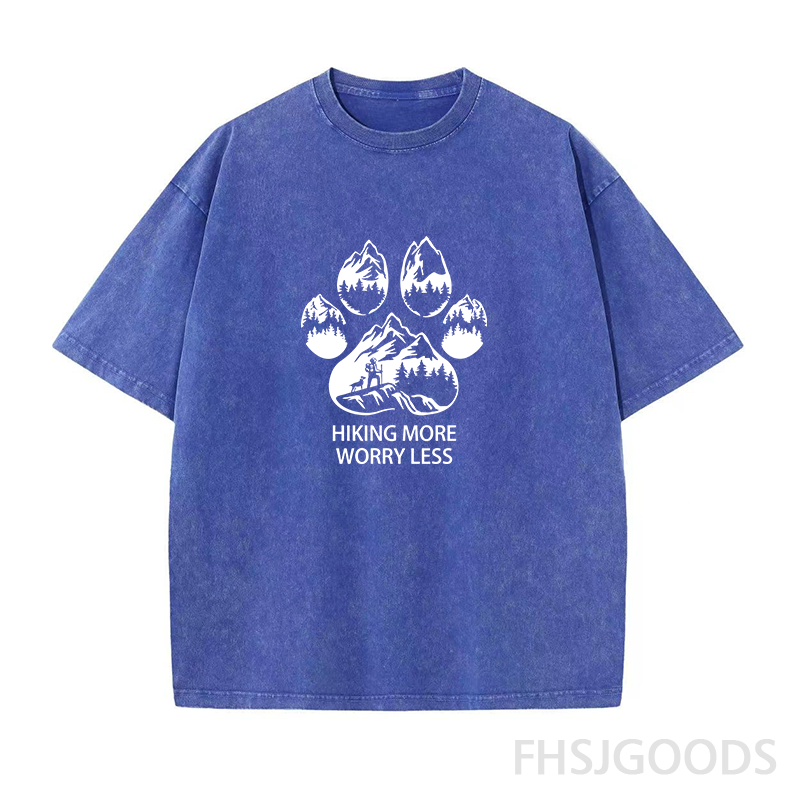 Hiking More Worry Less Unisex Distressed T-Shirt