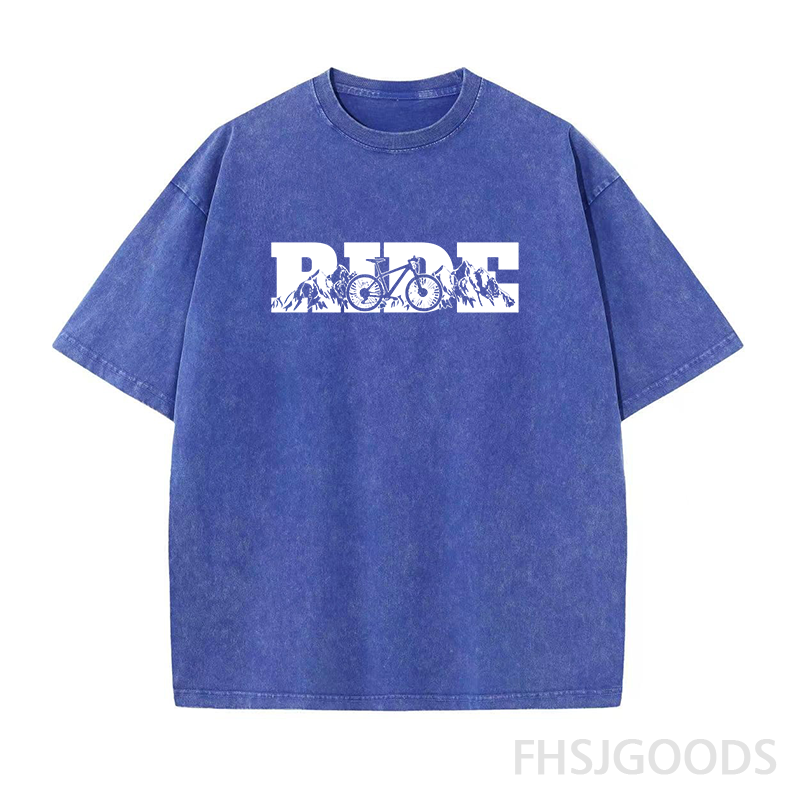 Ride Mountain Bike Unisex Distressed T-Shirt
