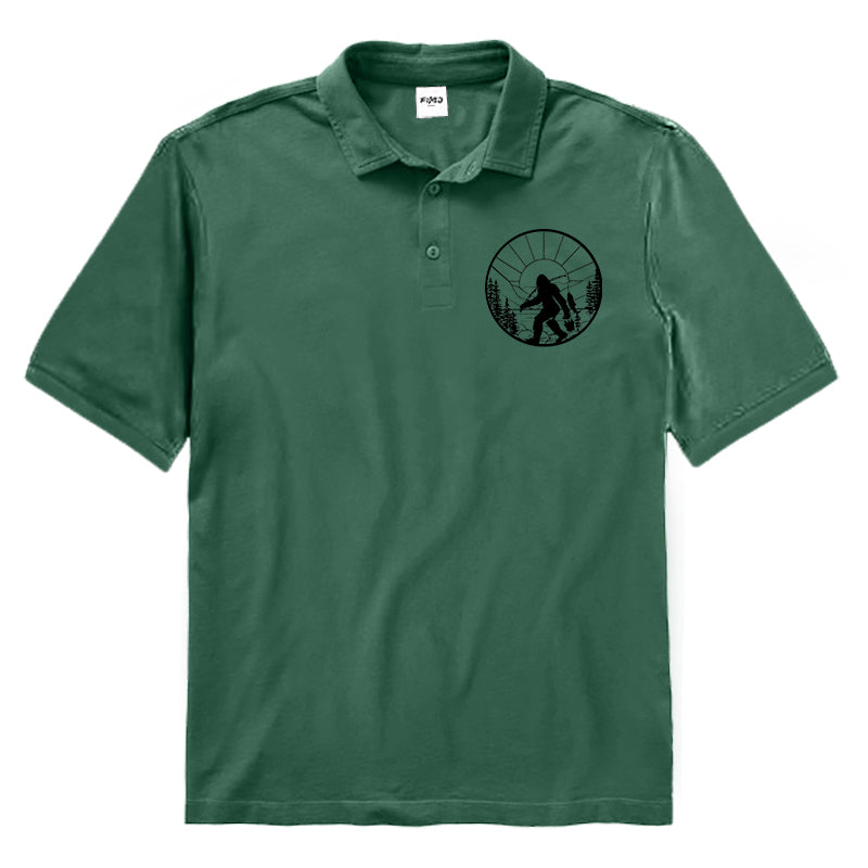 Funny Bigfoot Fishing Polo Shirt