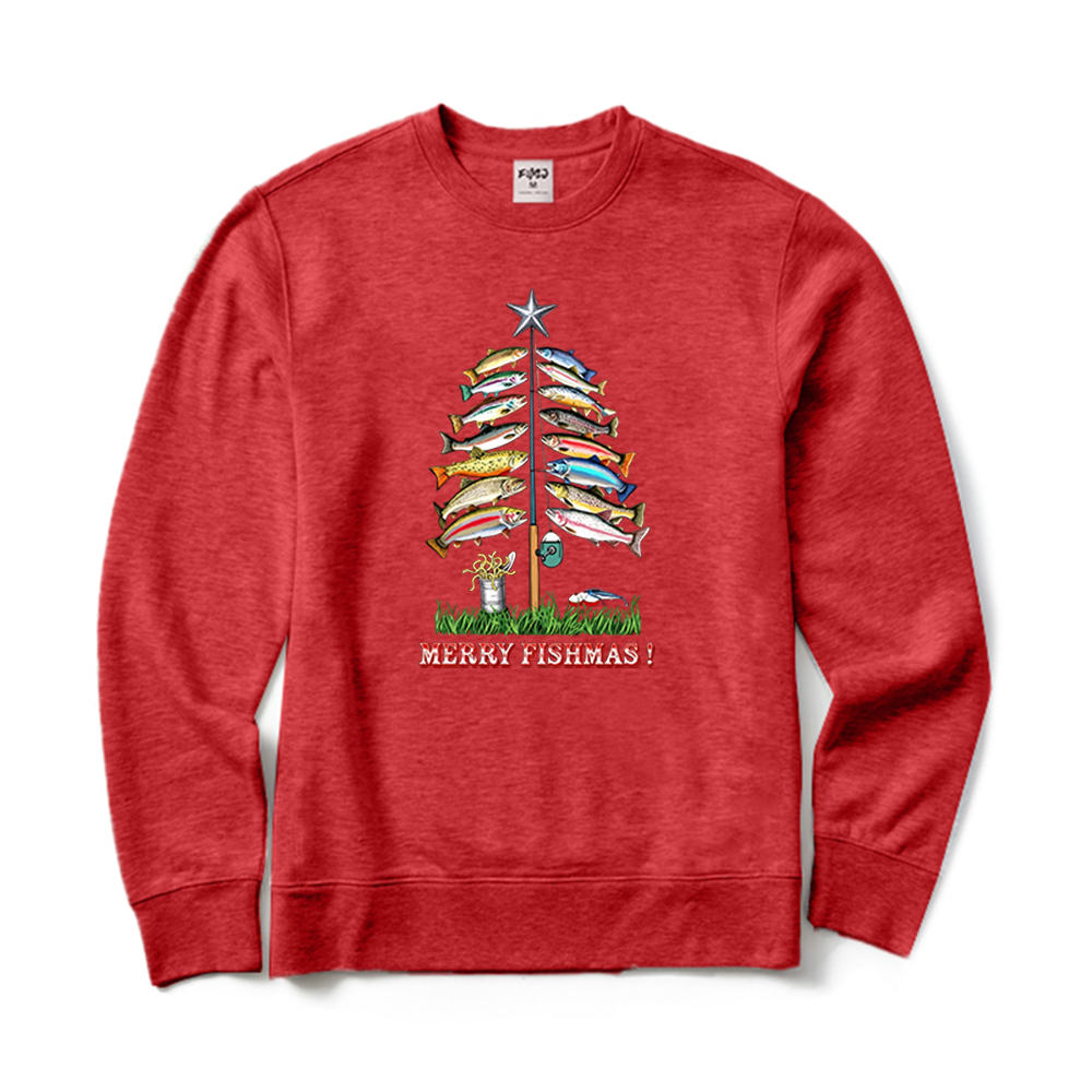 Merry Fishmas Christmas Fishes Tree Crewneck Sweatshirt